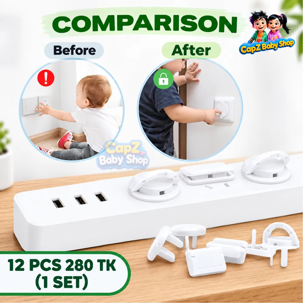 Baby safety socket protector set covering power strip outlets